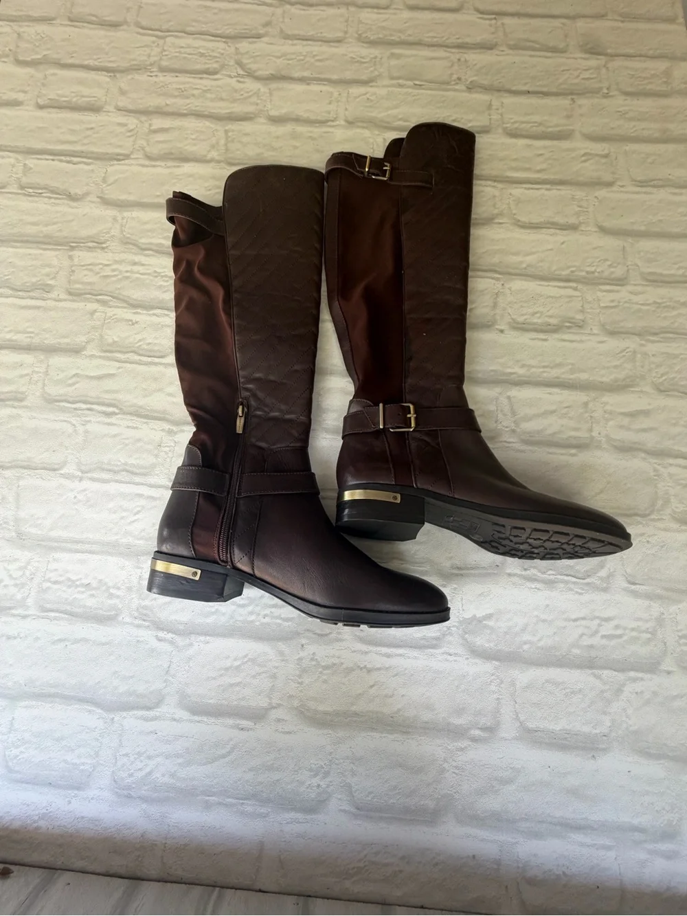 Vince Camuto Panyma Quilted Over-the-Knee Riding Boots - Dark Brown Size 8.5